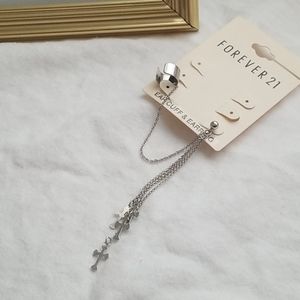 Silver Cross Cuff Earring